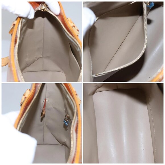 LOUIS VUITTON Monogram Vernis Houston Hand Bag Beige M91004 LV Auth BD945 - Picture 15 of 16